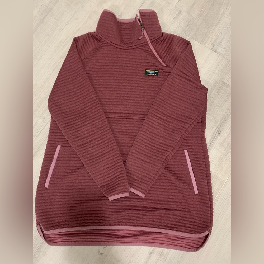 L.L. Bean Airlight Knit Asymmetrical Quarter Zip Tunic Dusty Rose szLarge